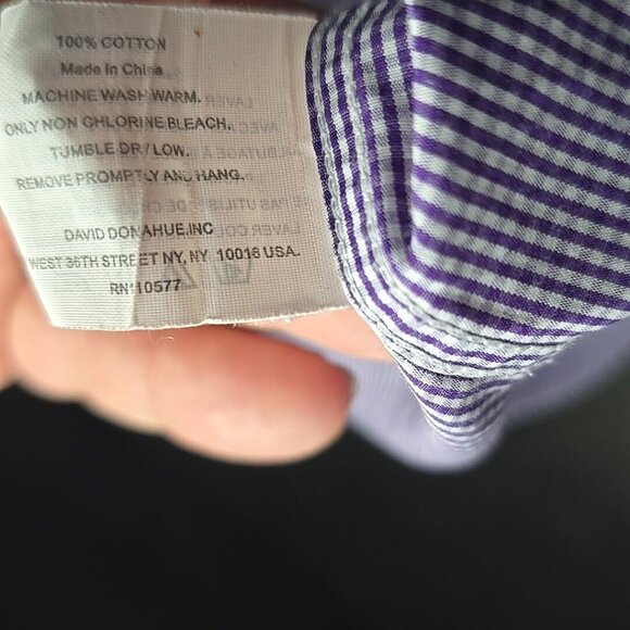 David Donohue Shirt Mens 16.5 34 35 Blue Button Up Check Cotton Light Casual - Picture 7 of 8